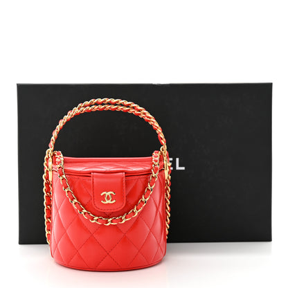 Chanel Lambskin Quilted Chain Top Handle Vanity With Chain Red 11 of 11
