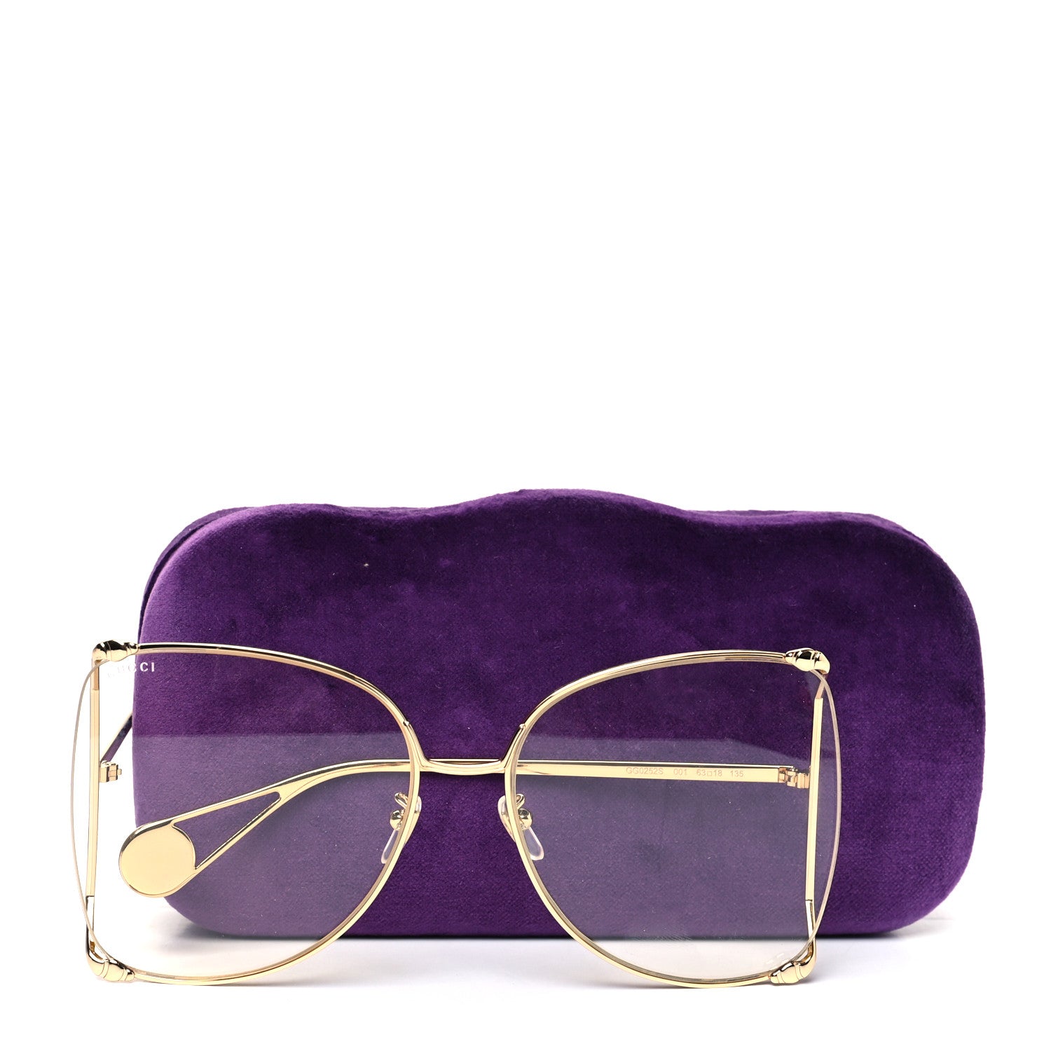 Gucci Metal Oversized Round Sunglasses GG0252S Gold 8 of 8