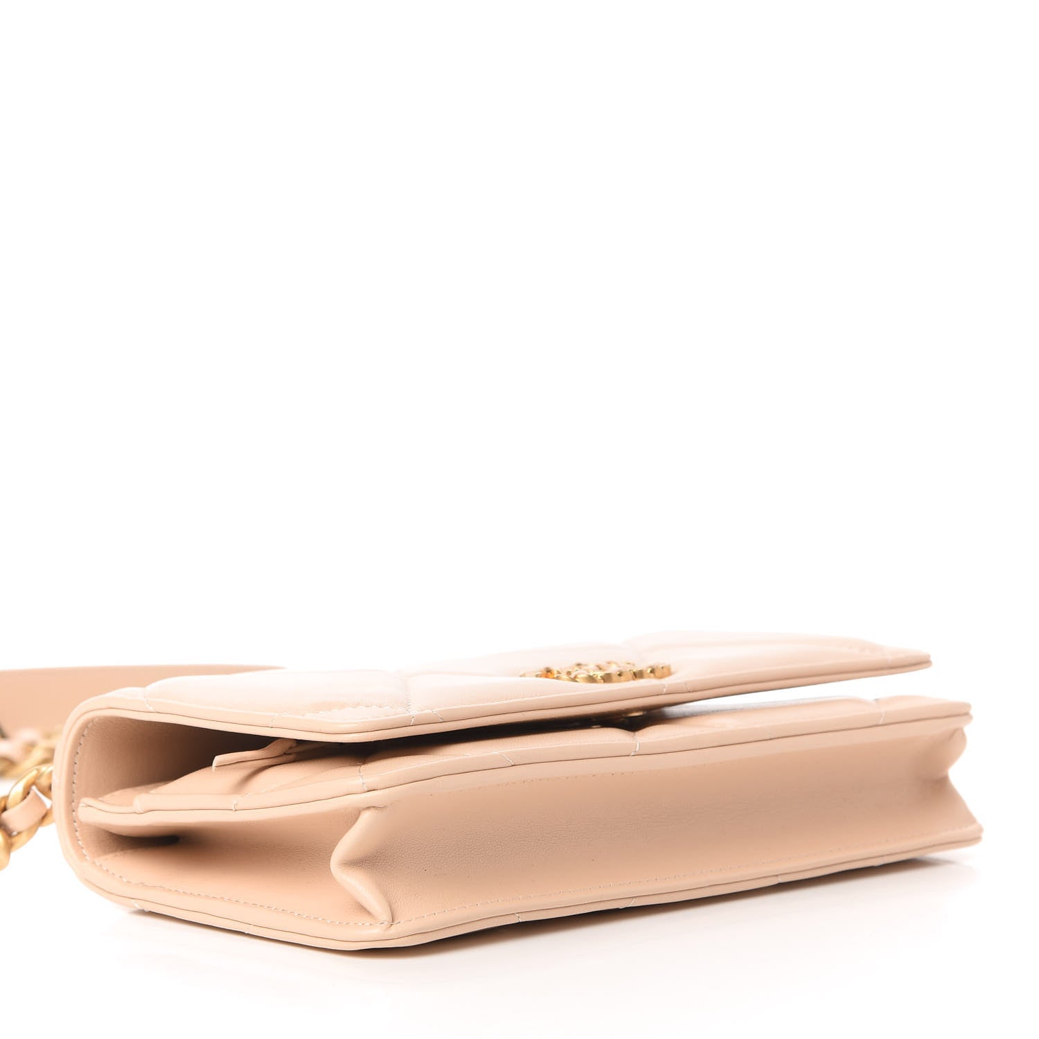 Chanel Lambskin Quilted Chanel 19 Wallet On Chain WOC Beige 4 of 11