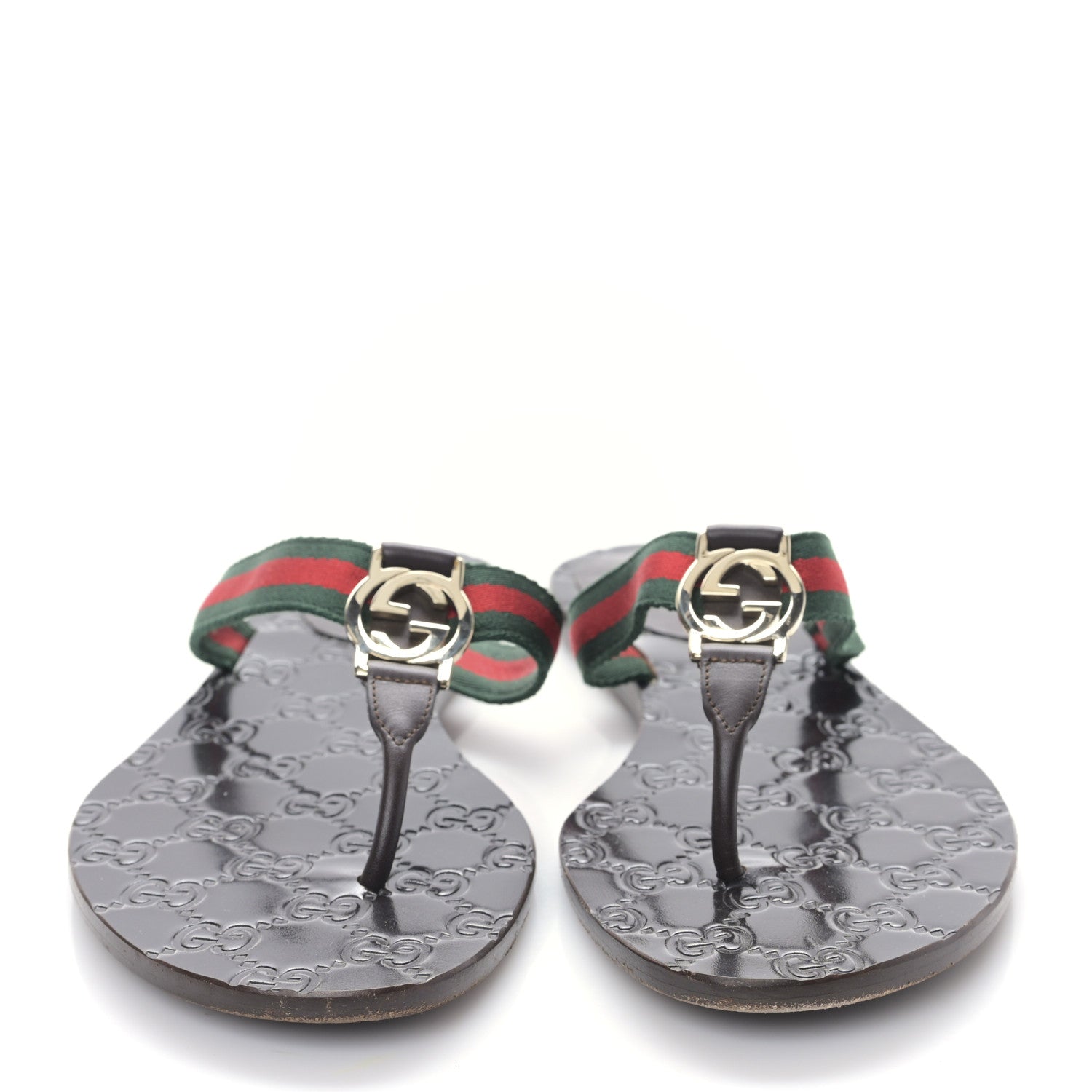 Gucci Nylon Guccissima Web Womens Thong Sandals 37.5 Green Red Black 6 of 21