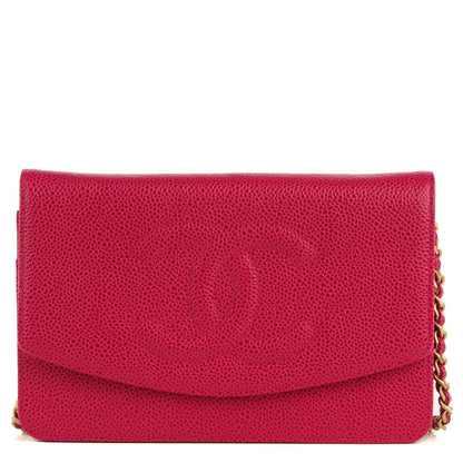 Chanel Caviar Timeless CC Wallet On Chain WOC Dark Fuchsia 1 of 9