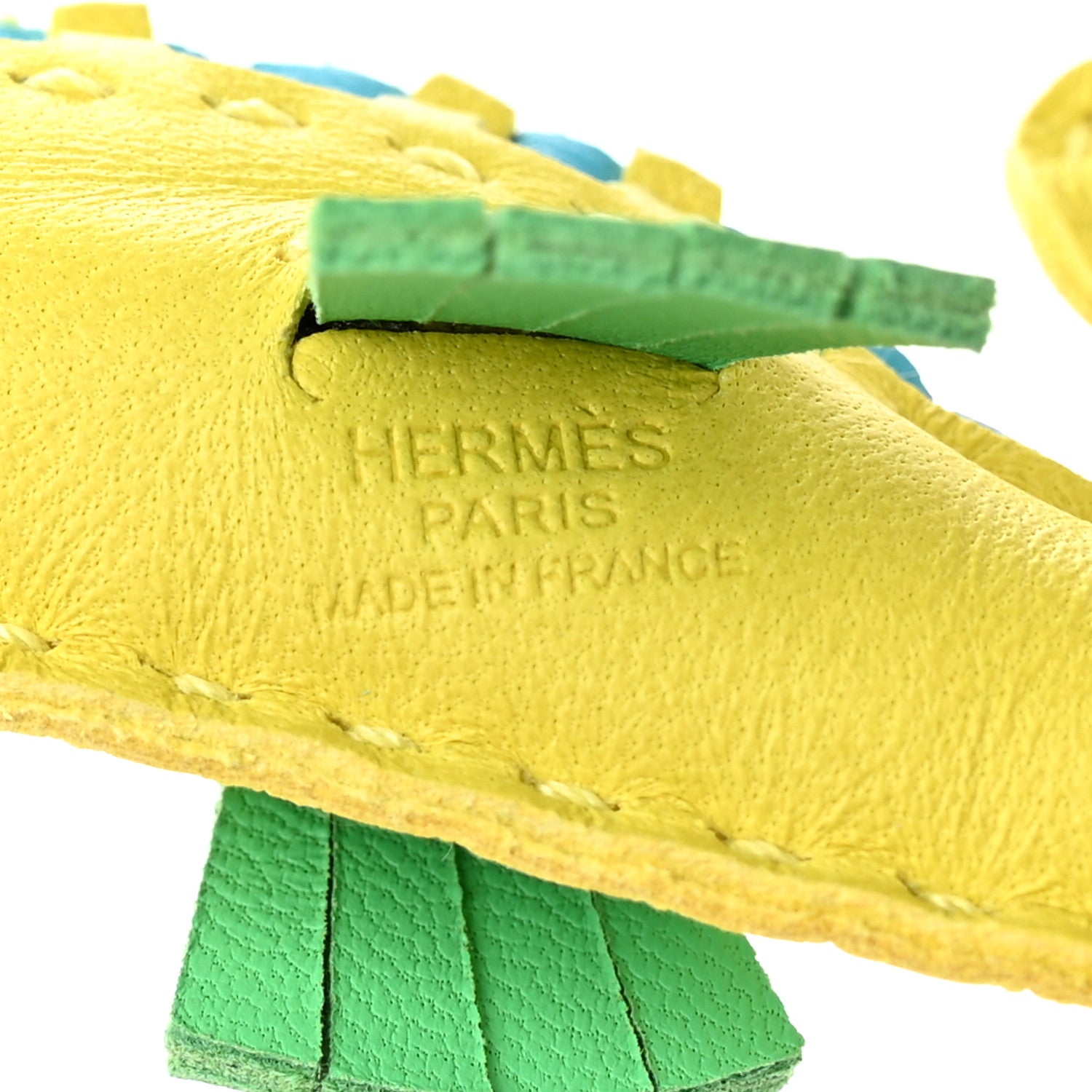 Hermes Milo Lambskin Hippo Bag Charm Lime Vert Comics Bleu Azteque 3 of 5