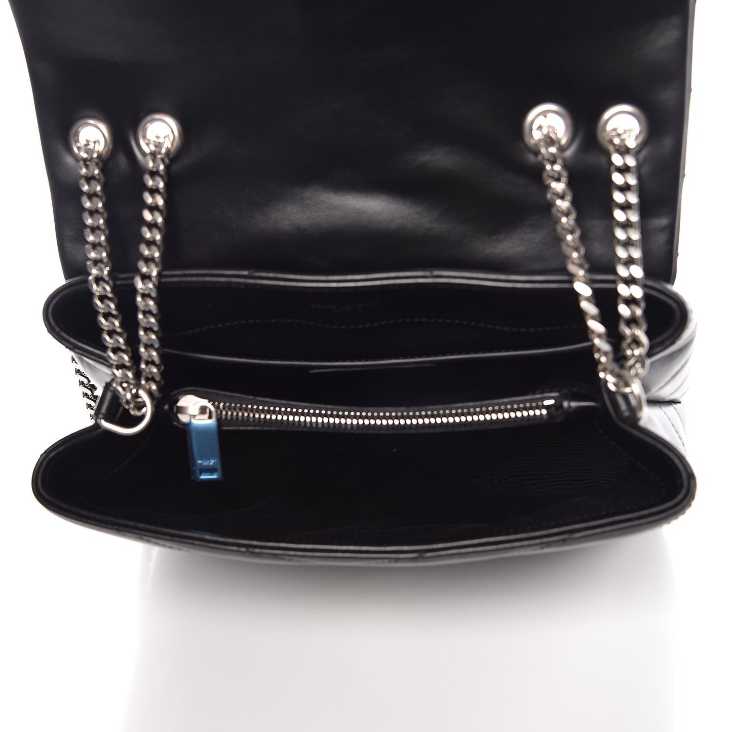 Calfskin Y Quilted Monogram Small Loulou Chain Satchel Black