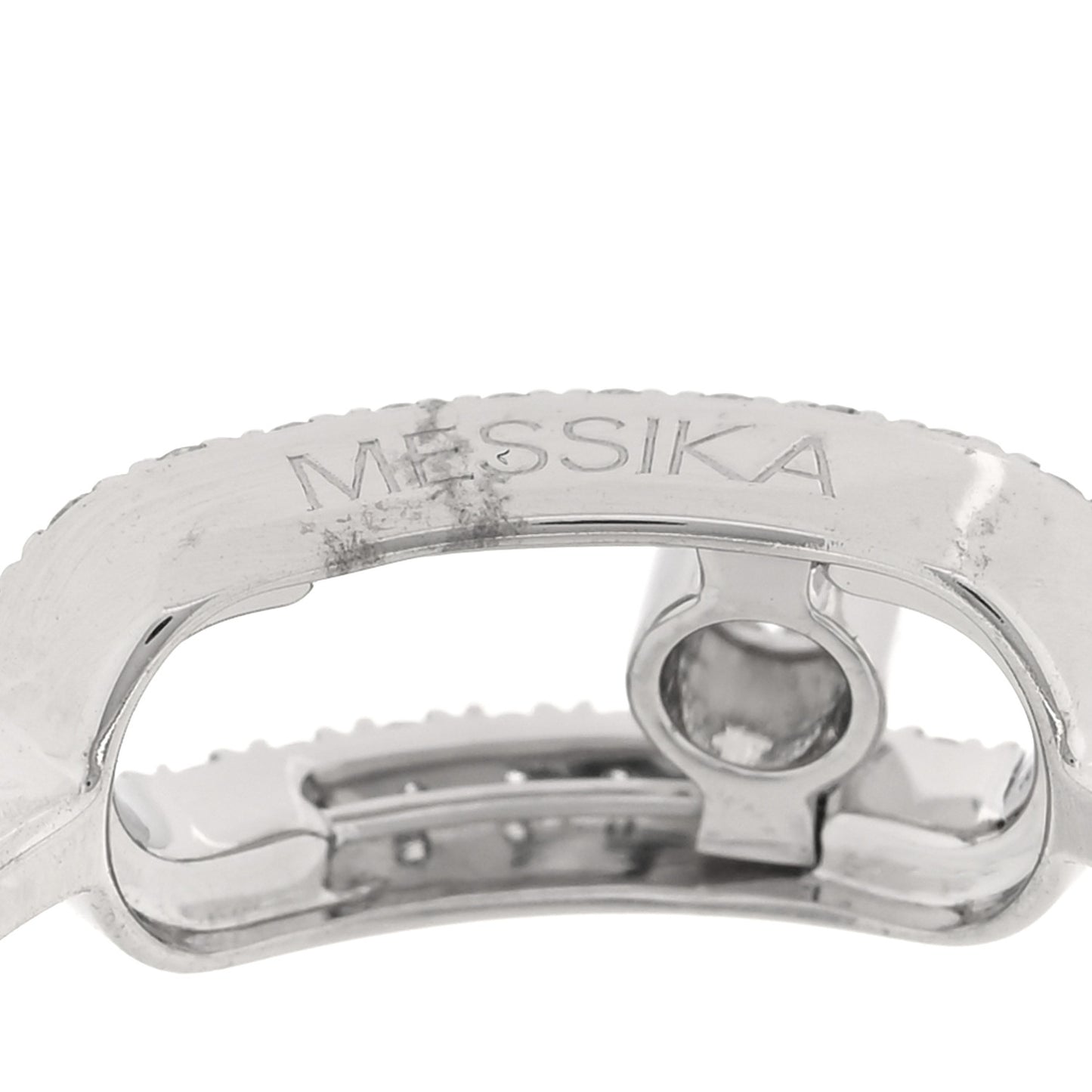 18K White Gold Diamond Large Move Uno Pave Ring 53 6.5