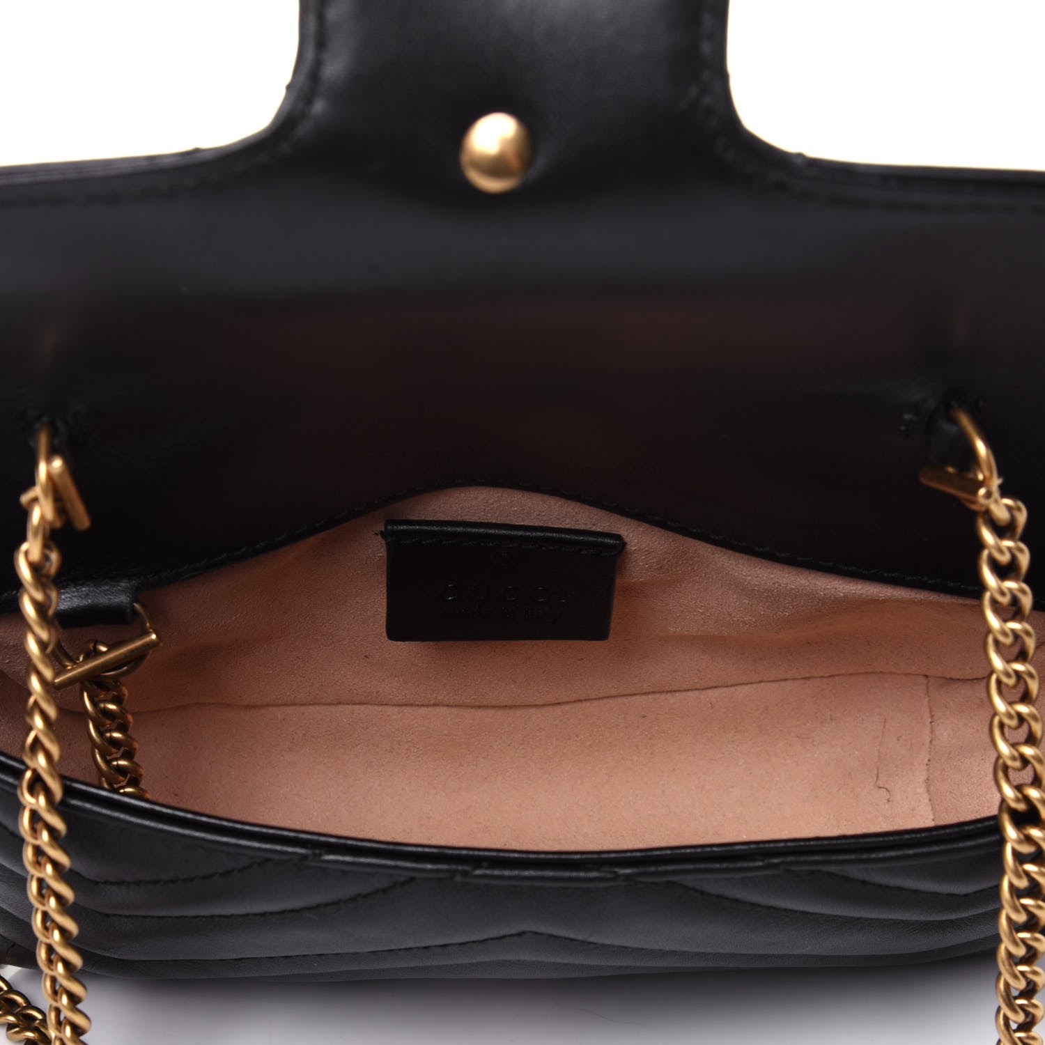 Gucci Calfskin Matelasse Super Mini GG Marmont Shoulder Bag Black 4 of 11