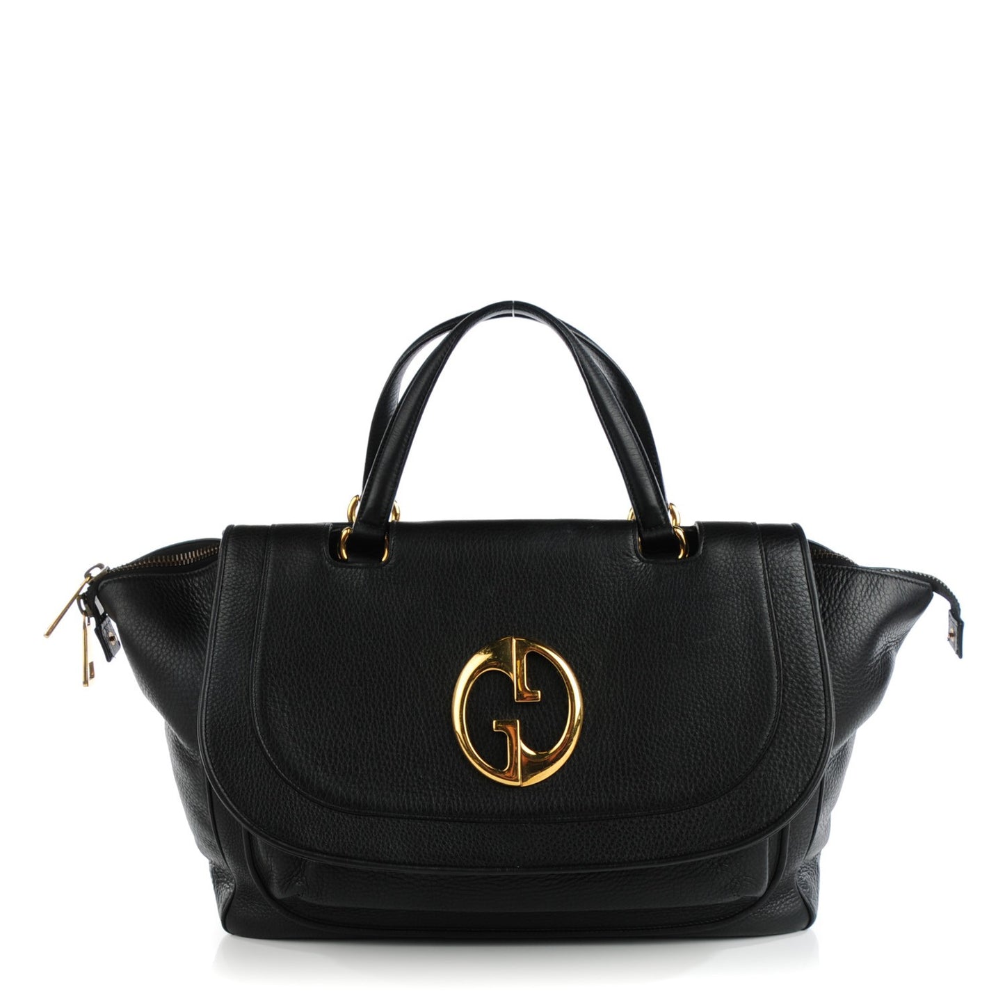 Pebbled Calfskin Medium 1973 Top Handle Satchel Black