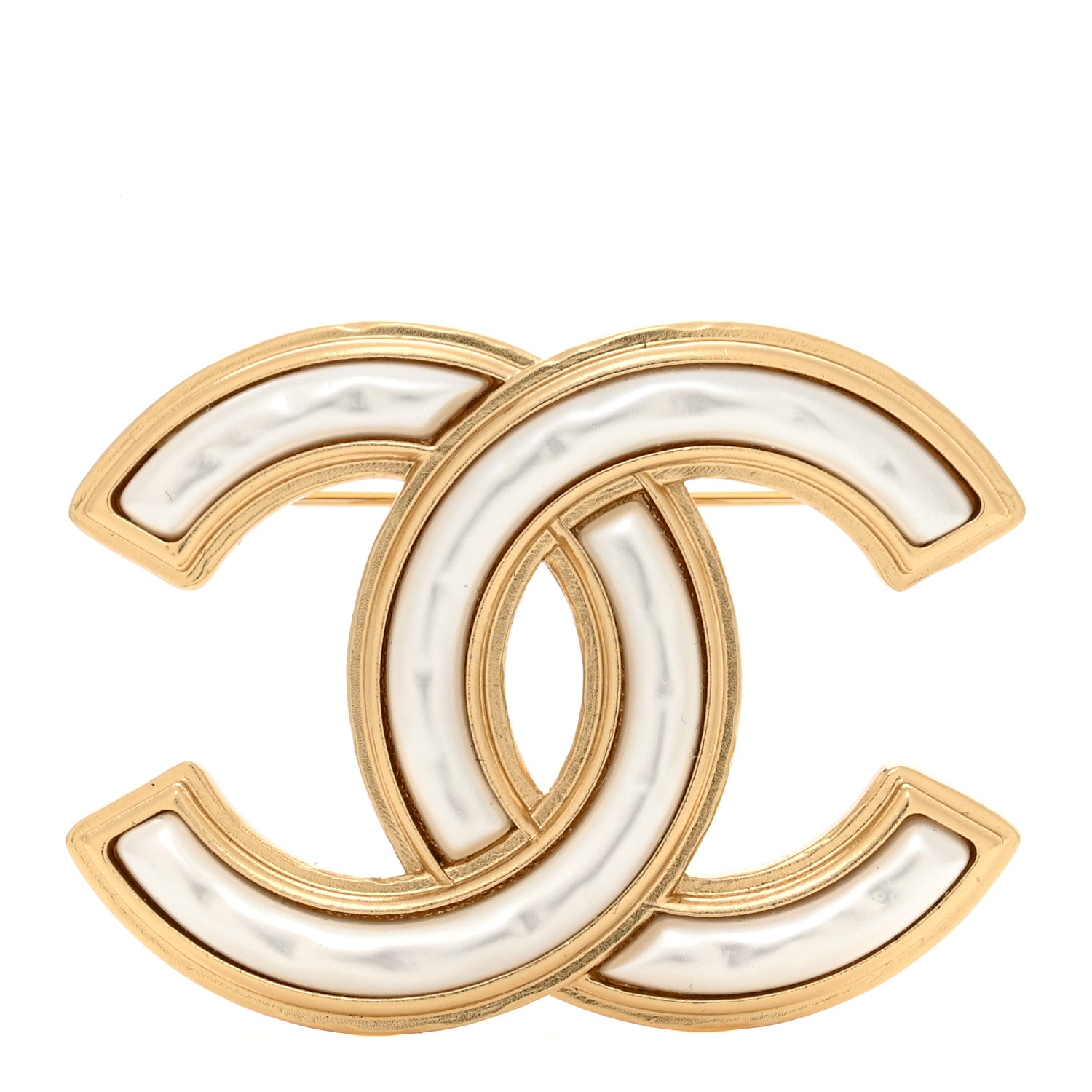 Chanel Metal Pearl CC Brooch Gold 1 of 5