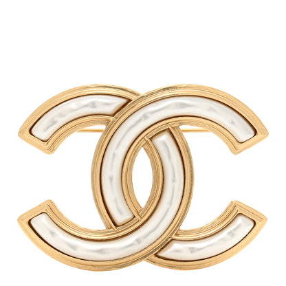 Chanel Metal Pearl CC Brooch Gold 1 of 5