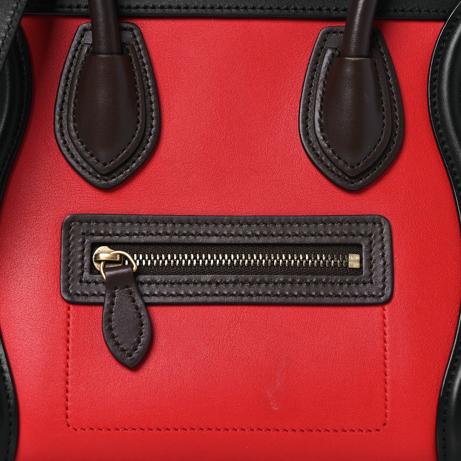 Celine Smooth Calfskin Bullhide Nano Tri-Color Luggage Bright Red 8 of 14