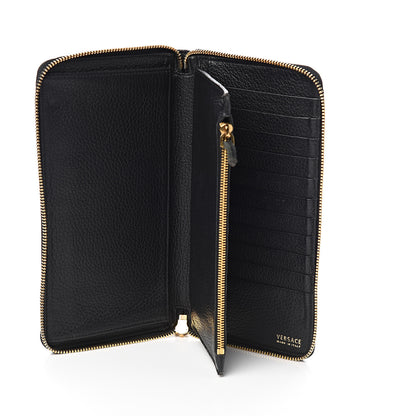Versace Calfskin Grommet Zip Around Organizer Wallet Black 4 of 6