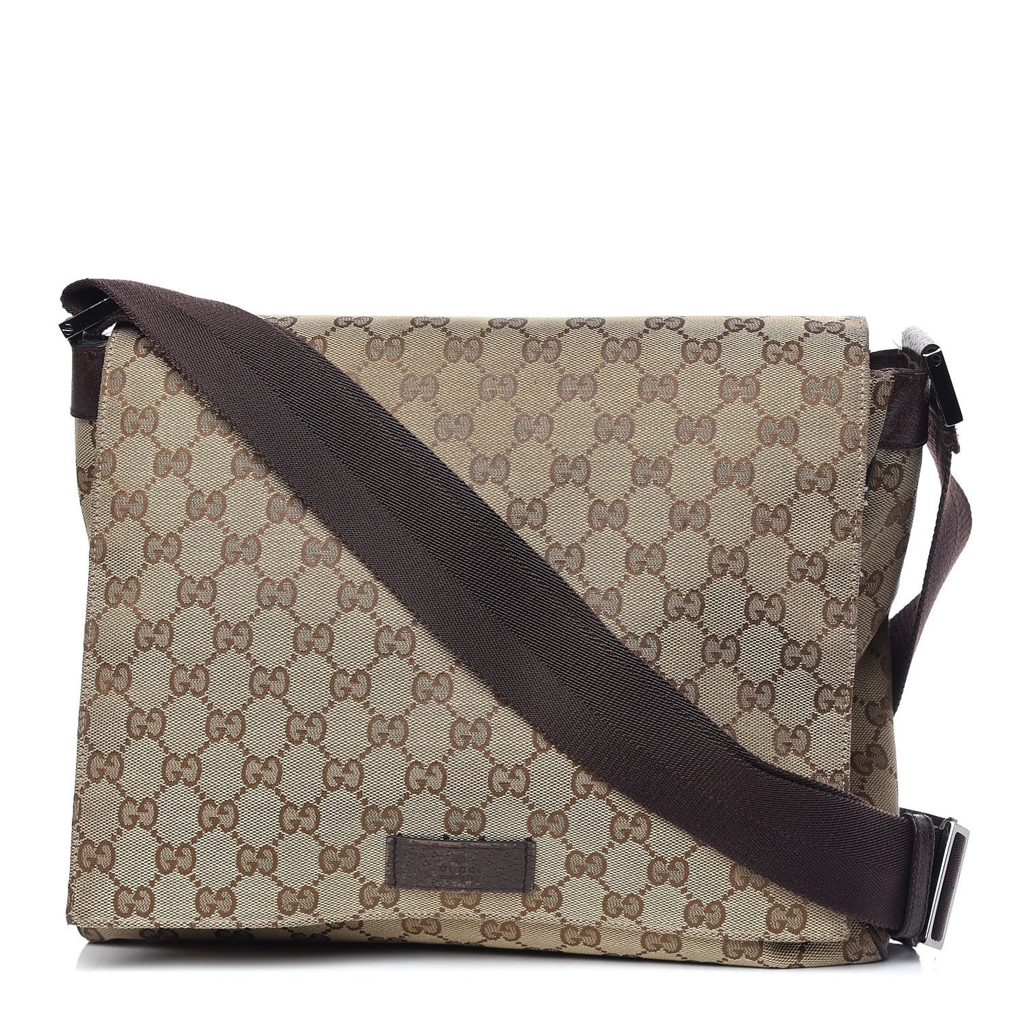 Monogram Small Flap Messenger Bag Beige Dark Brown