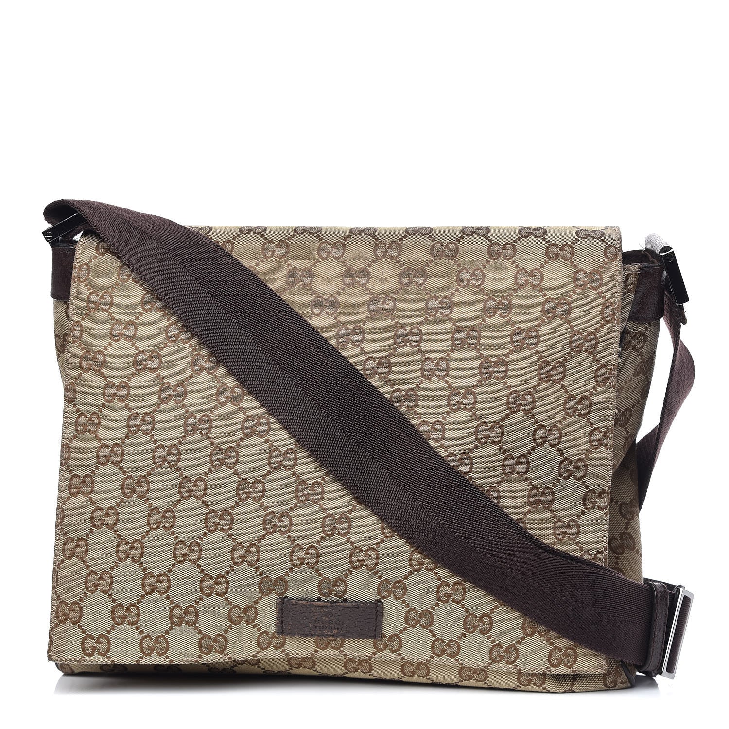 Gucci Monogram Small Flap Messenger Bag Beige Dark Brown 1 of 12