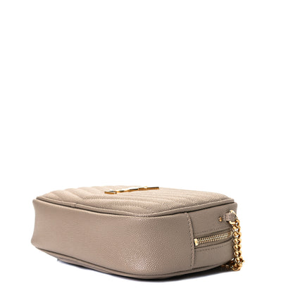Saint Laurent Grain De Poudre Matelasse Monogram Mini Lou Camera Bag Dark Beige 4 of 7