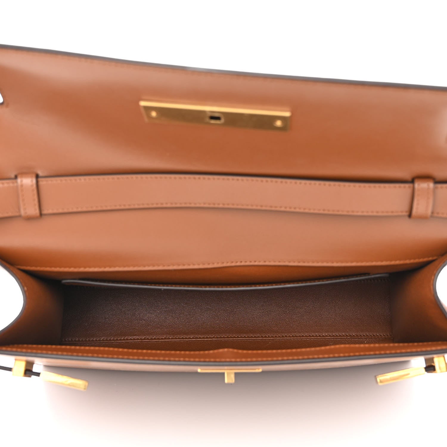 Saint Laurent Smooth Calfskin Small Manhattan Shoulder Bag Cognac 5 of 10