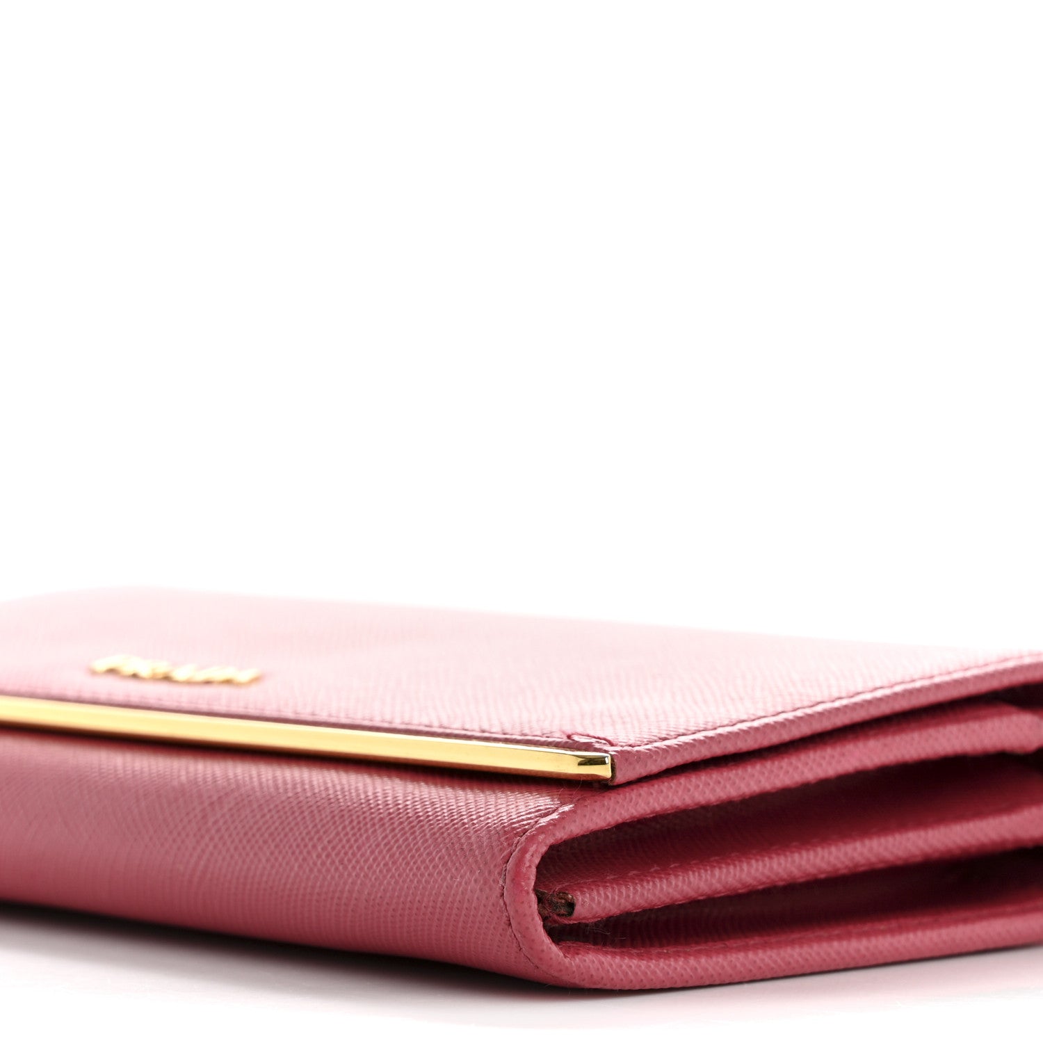 Prada Saffiano Metal Bar Flap Wallet with Strap Peonia 11 of 16