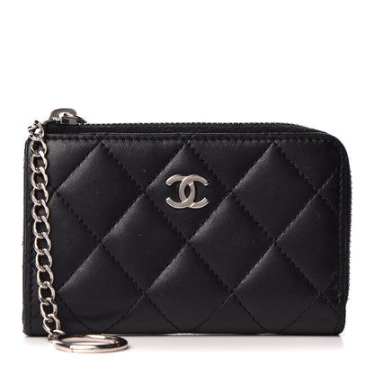Chanel Lambskin Quilted Key Holder Case Black 1 of 9