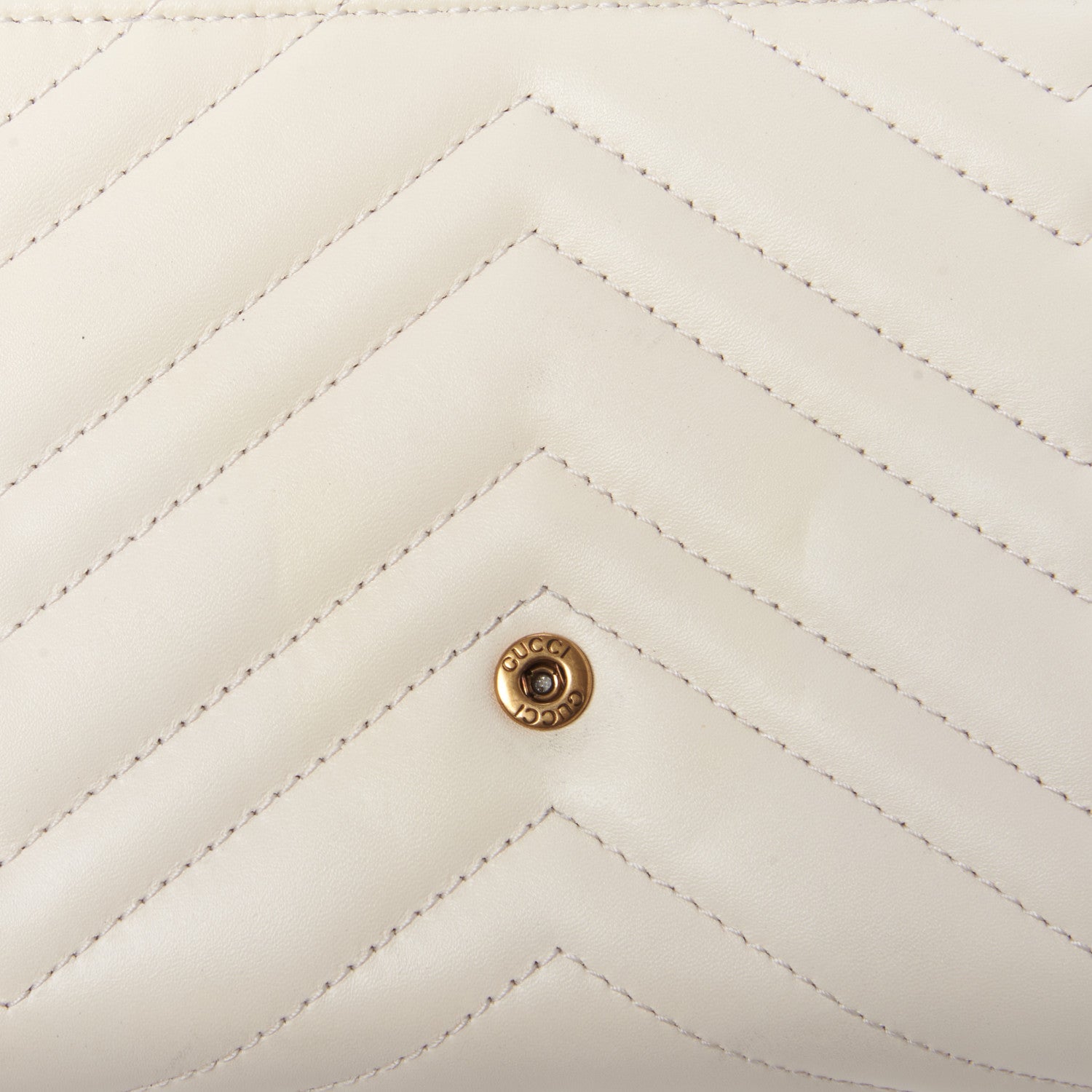 Gucci Calfskin Matelasse GG Marmont Chain Wallet Mystic White 10 of 11
