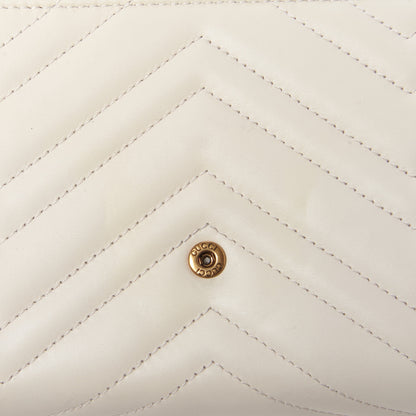 Gucci Calfskin Matelasse GG Marmont Chain Wallet Mystic White 10 of 11