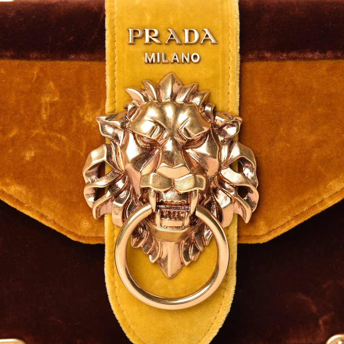 Velluto Lions Head Cahier Shoulder Bag Ambra