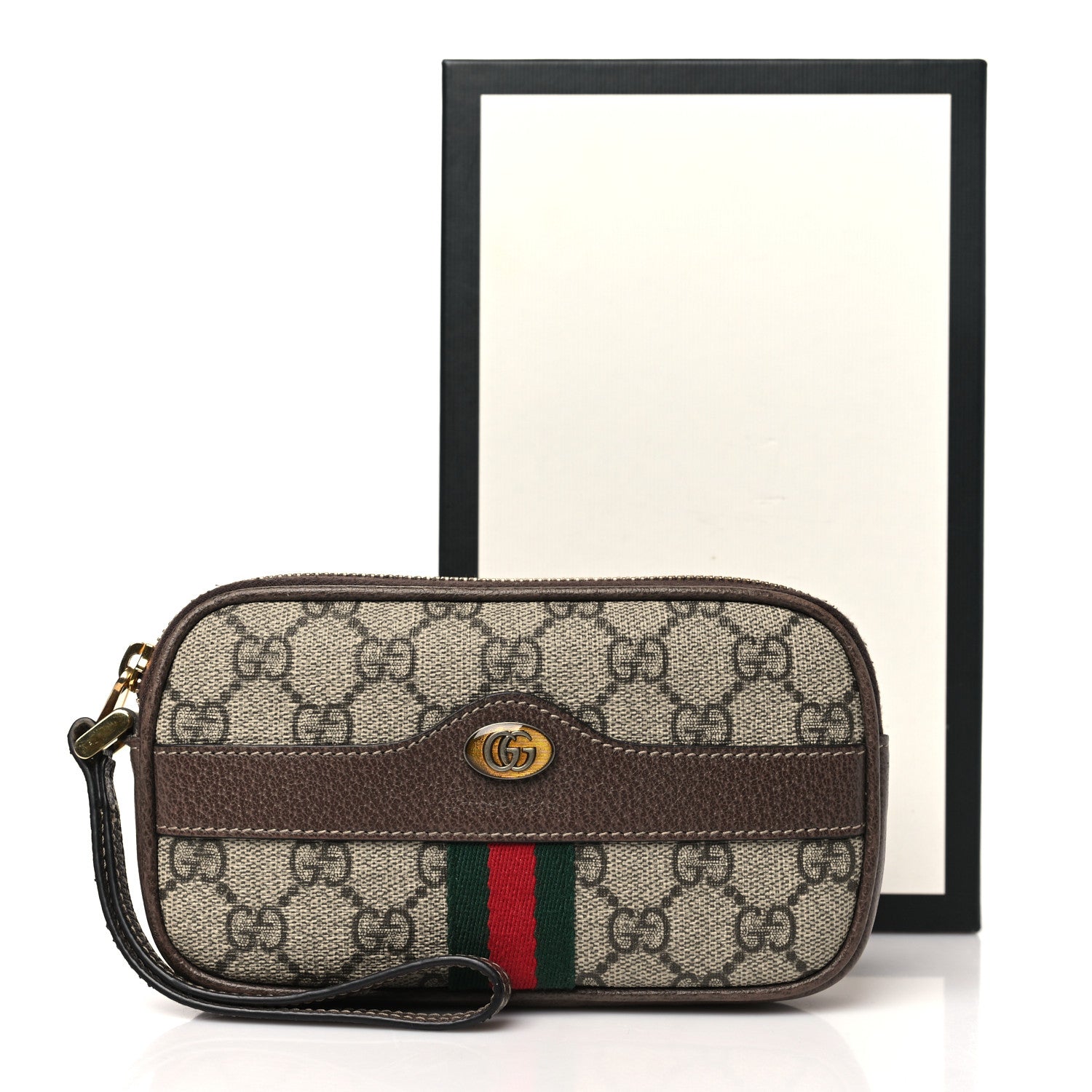 Gucci GG Supreme Monogram Ophidia Phone Case Wristlet Brown 8 of 8