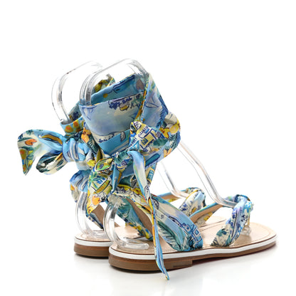 Christian Louboutin Nappa Crepe Satin Spetsos Flat Sandals 37 Bianco Multicolor 4 of 10