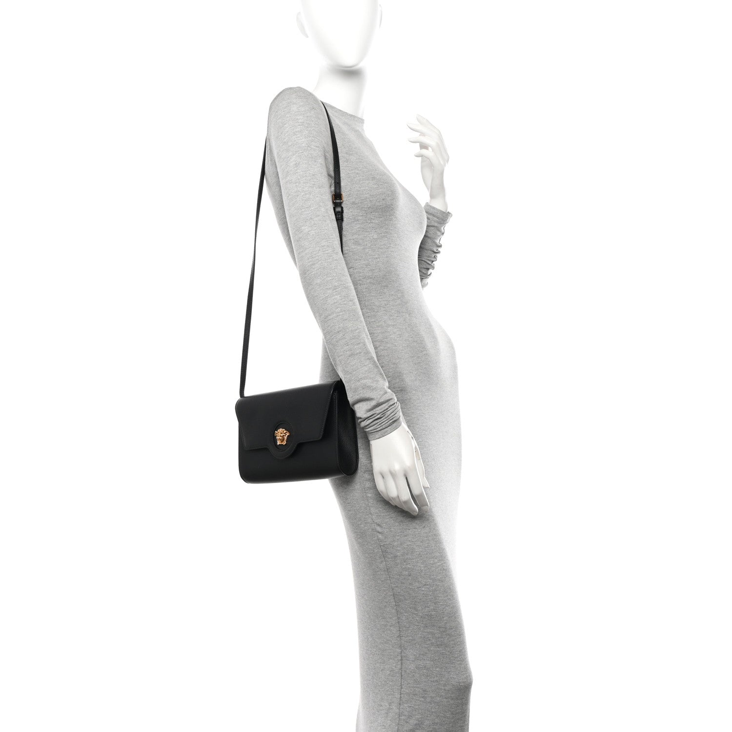 Versace Grained Calfskin La Medusa Crossbody Bag Black 3 of 10