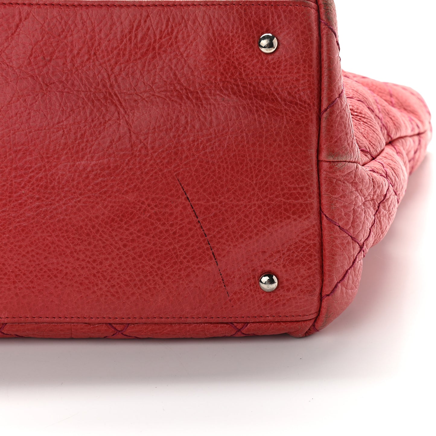 Glazed Calfskin Large On The Road Tote Red