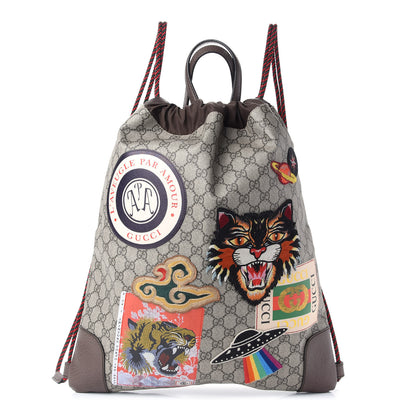 Gucci Soft GG Supreme Monogram Courrier Drawstring Backpack 1 of 9