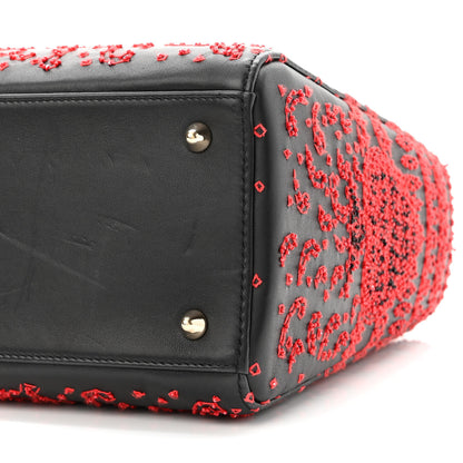Christian Dior Smooth Calfskin Embroidered Heart Medium Lady Dior Black 10 of 12