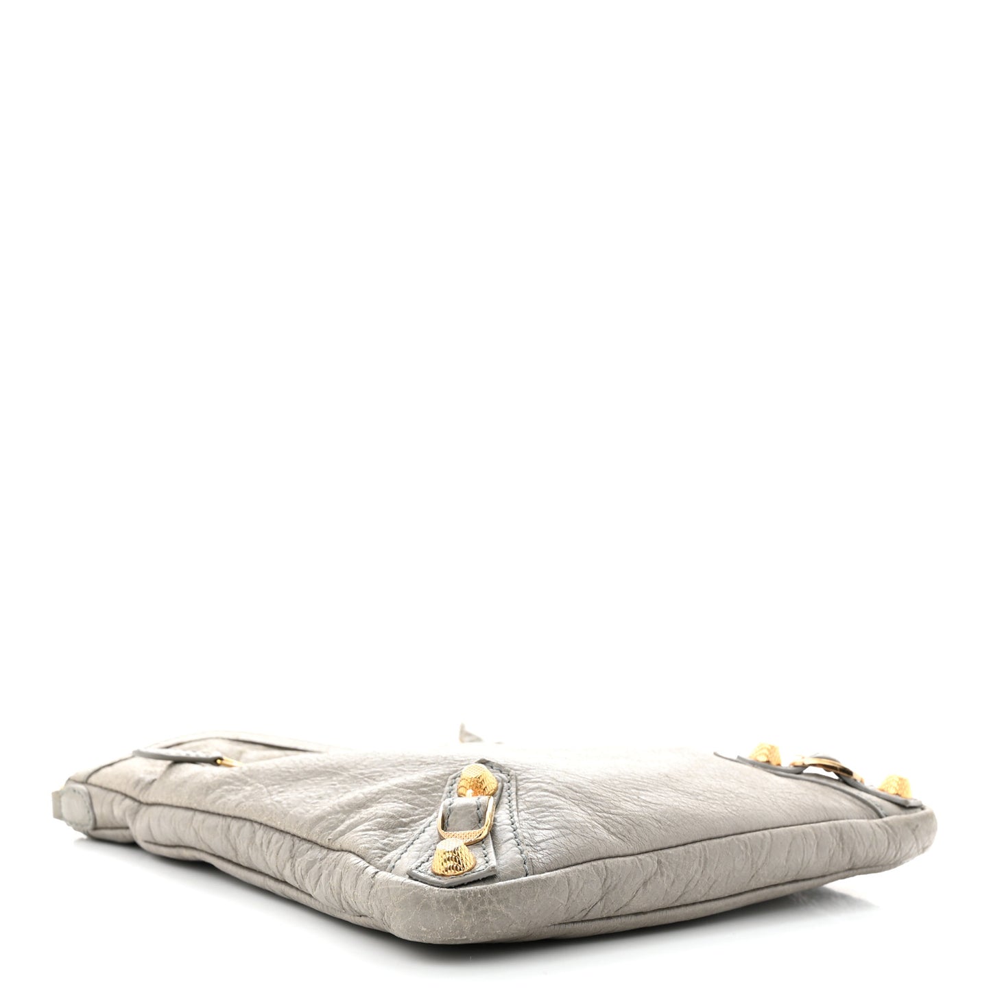 Agneau Giant 12 Gold Hardware Flat Crossbody Gris Pyrite