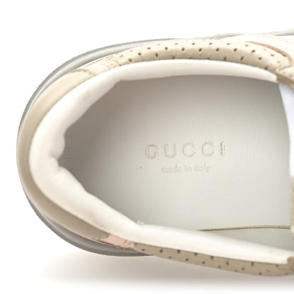 Gucci Calfskin GG Supreme Monogram Perforated Womens Platform 55mm Sneakers 38 Apricot Pink Beige Grey 7 of 8