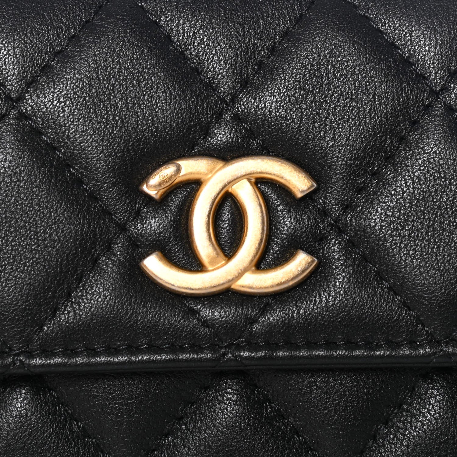 Chanel Calfskin Quilted About Pearls Card Holder Flap With Chain Black 11 of 12