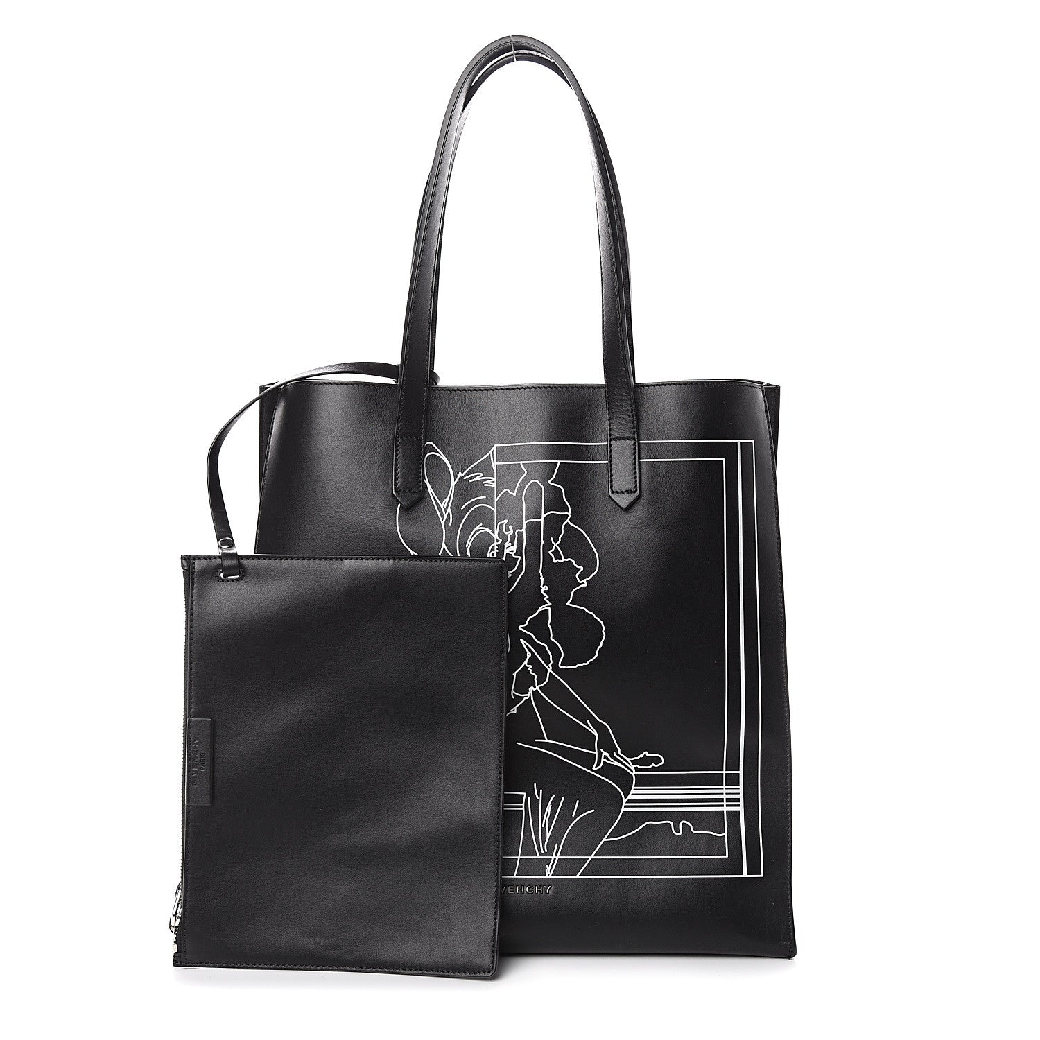 Givenchy Calfskin Bambi Print Medium Stargate Shopper Tote Black 1 of 7
