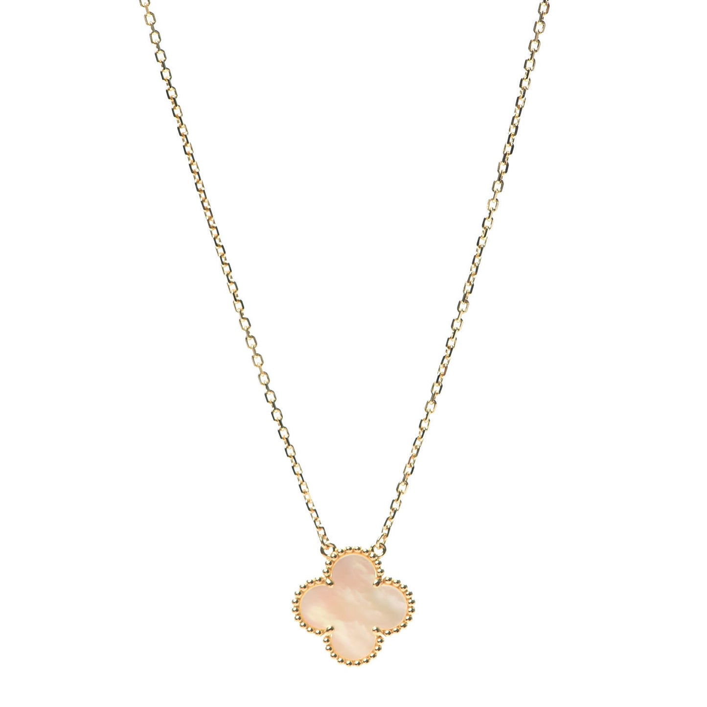 18K Yellow Gold Mother of Pearl Vintage Alhambra Pendant Necklace