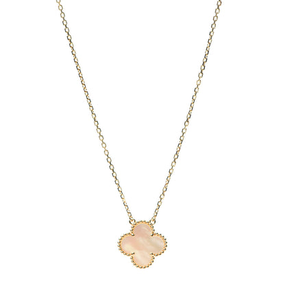 Van Cleef & Arpels 18K Yellow Gold Mother of Pearl Vintage Alhambra Pendant Necklace 1 of 6