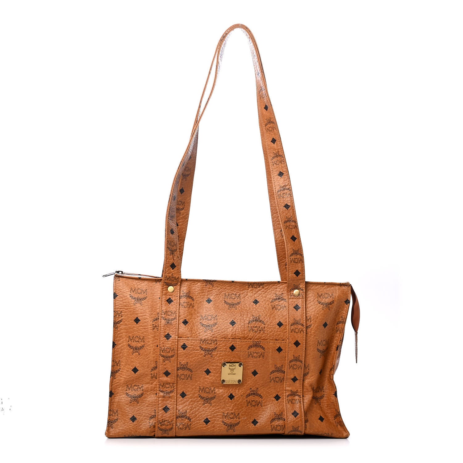 MCM Visetos Shopper Tote Cognac 1 of 4