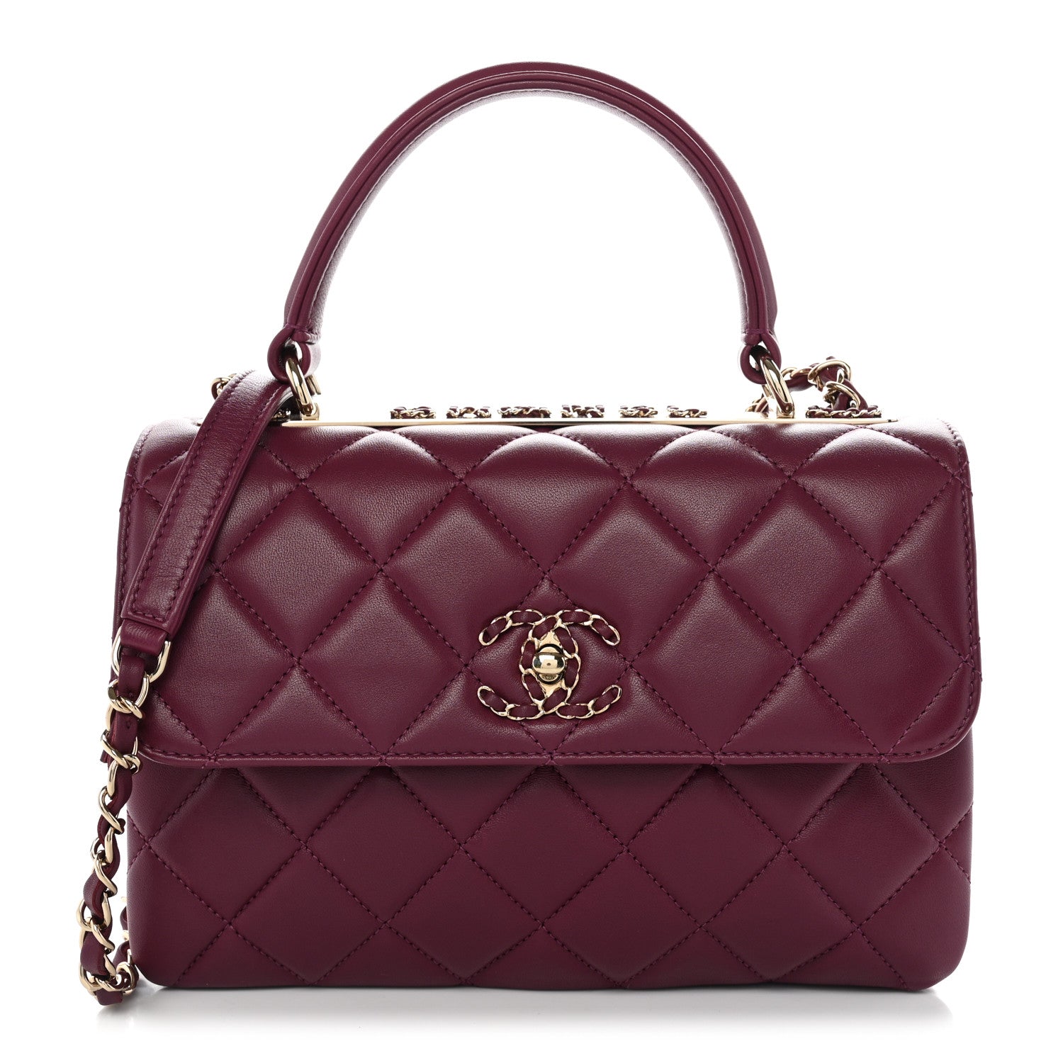 Chanel Lambskin Quilted Small Trendy Chain CC Dual Handle Flap Bag Purple 1 of 10