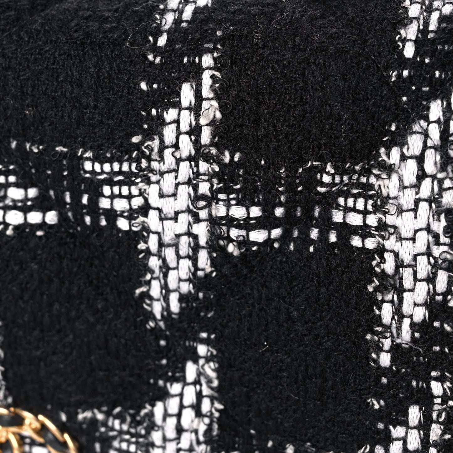 Tweed Quilted Medium Chanel 19 Flap Black White