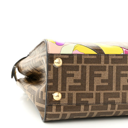 Fendi Glazed Fabric Vitello FF 1974 Hairdo Girls Inlay Mini Peekaboo Iconic Satchel Mogano Panna Multicolor 8 of 9