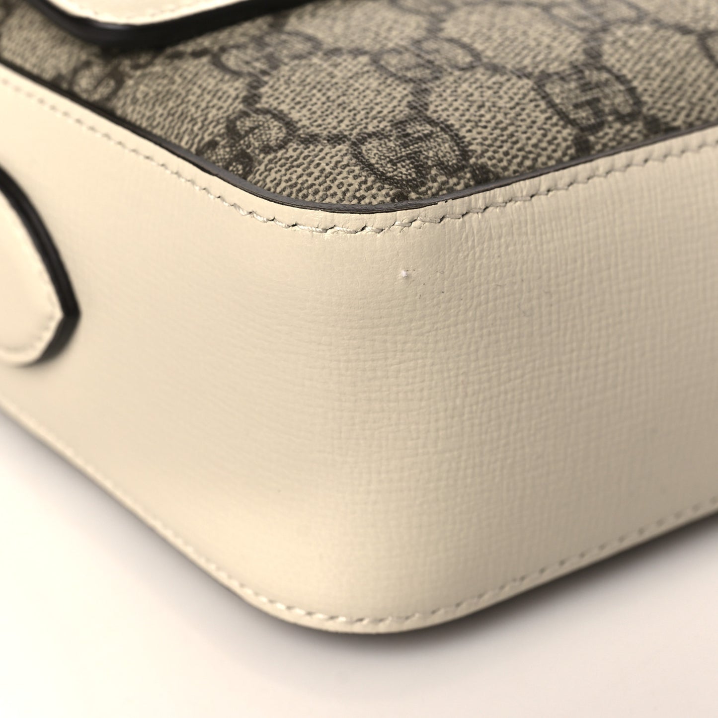 GG Supreme Monogram Small Horsebit 1955 Shoulder Bag Beige Mystic White