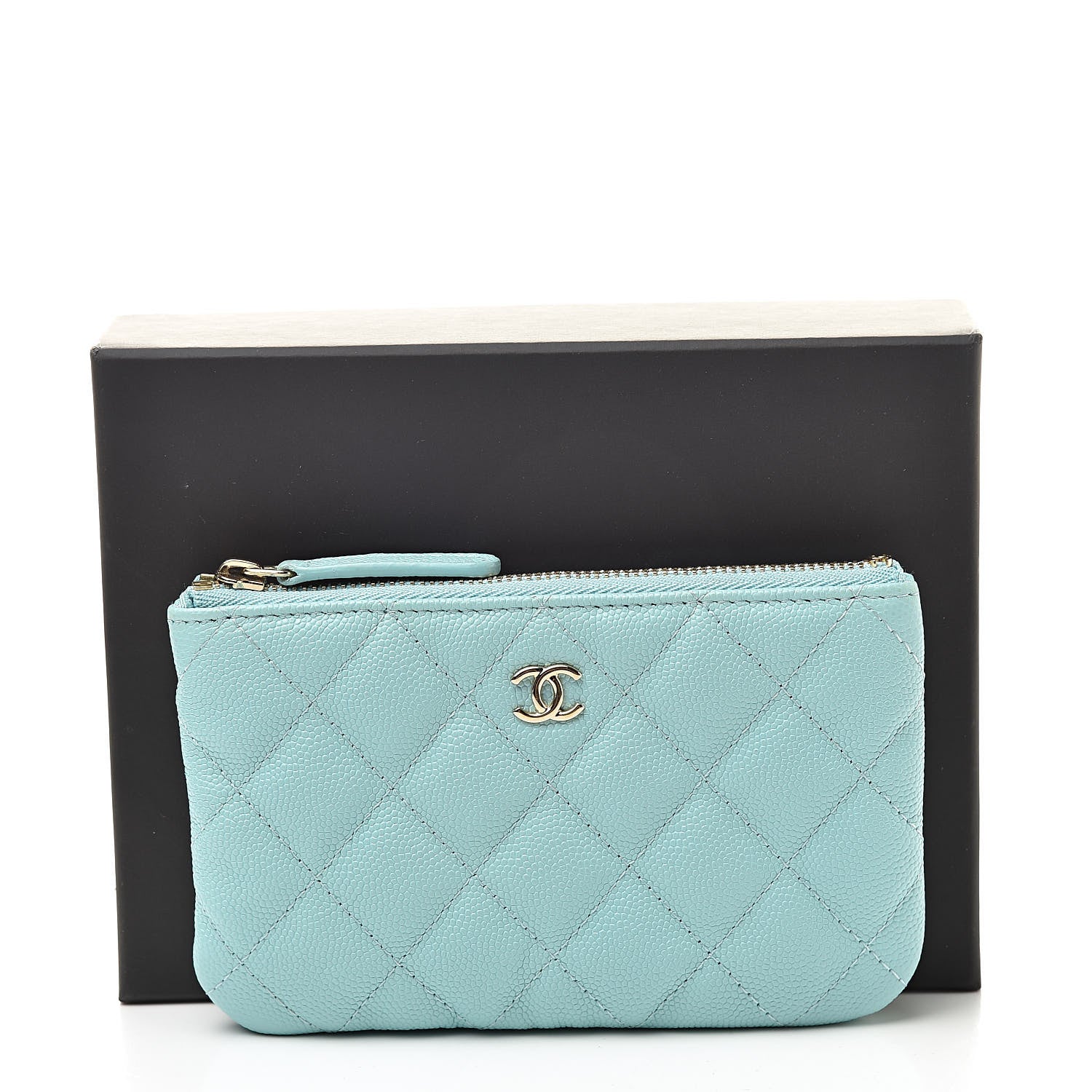 Chanel Caviar Quilted Small Cosmetic Case Light Blue 9 of 9