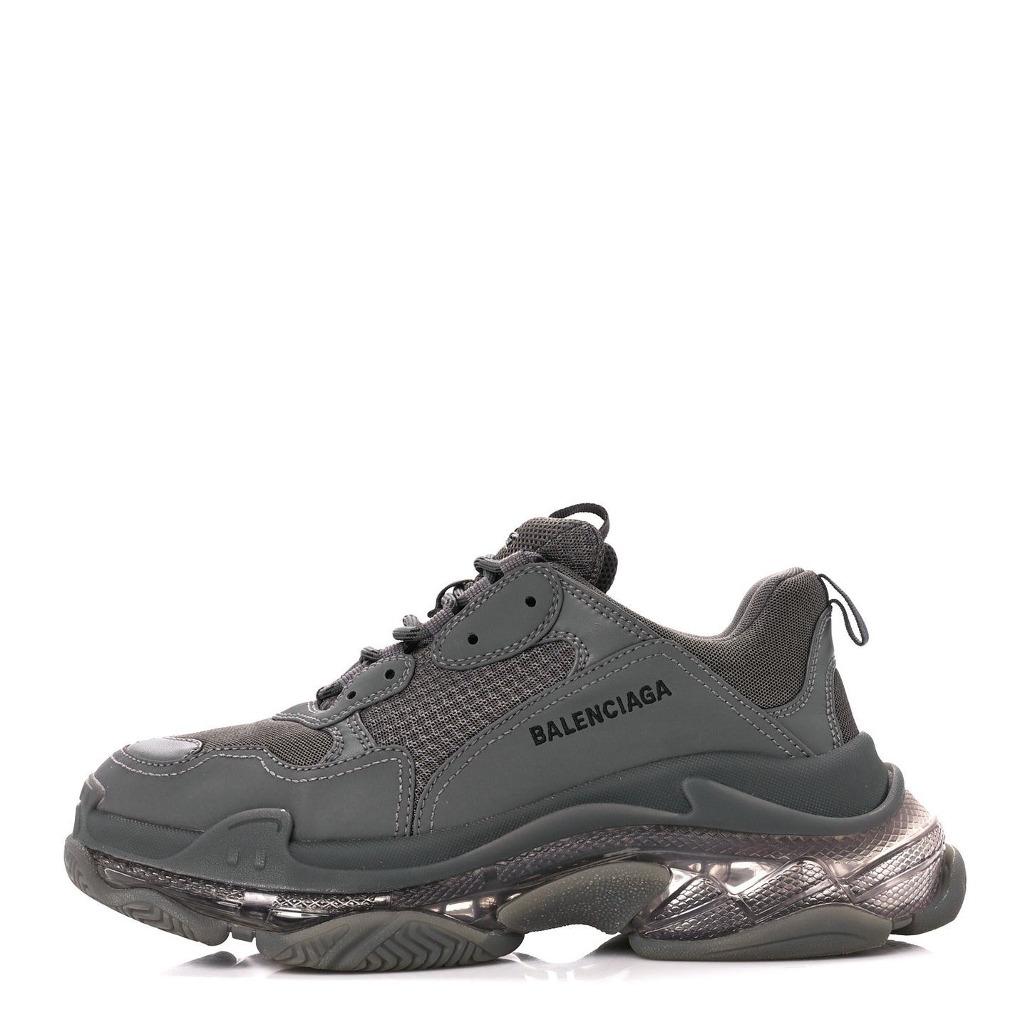 Fabric Mesh Clear Sole Fluo Mens Triple S Sneakers 42 Grey Black