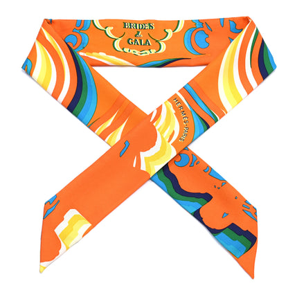 Hermes Silk Brides De Gala Shadow Twilly Orange Jaune Turquoise 1 of 3