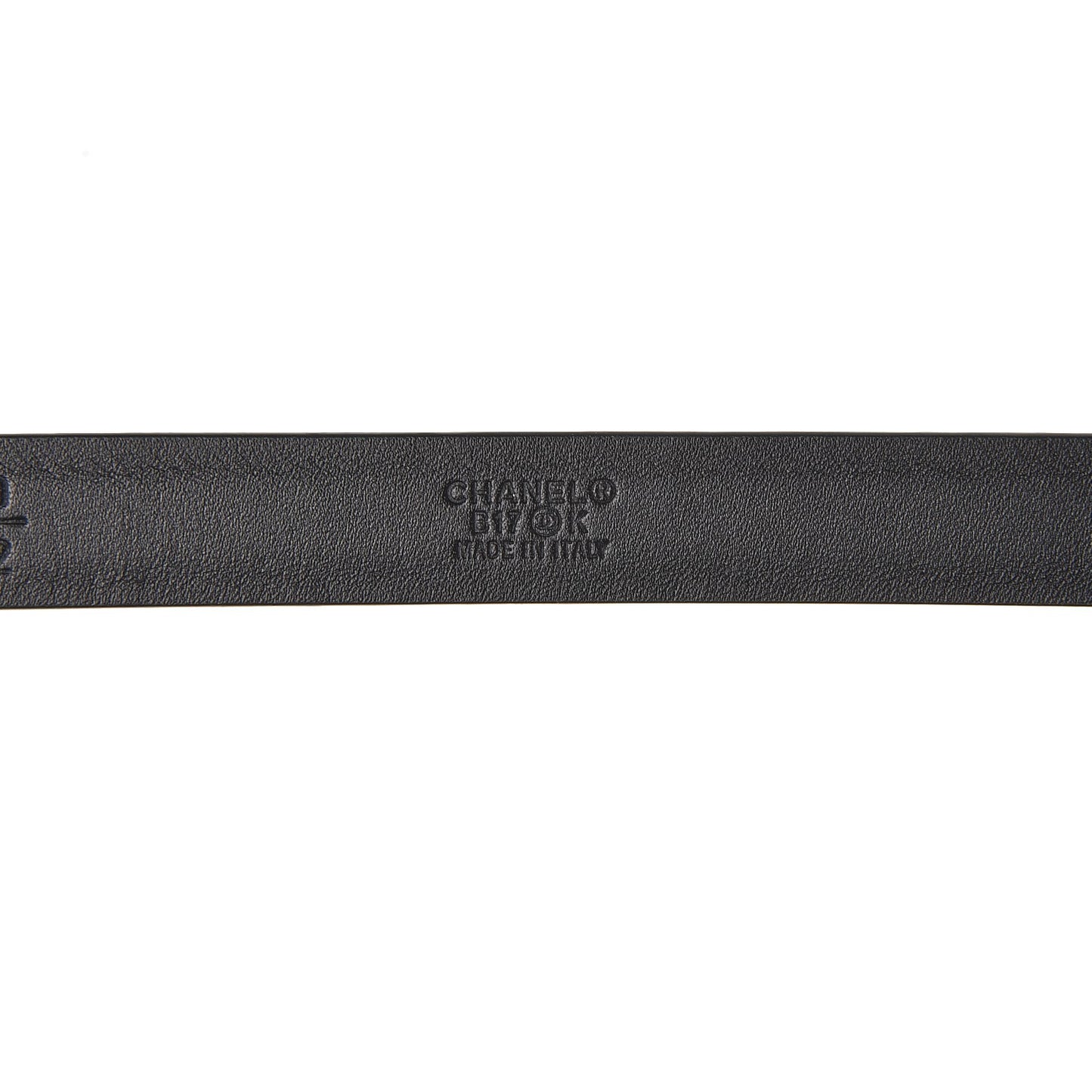 Glitter Calfskin CC Logo Skinny Belt 80 32 Black