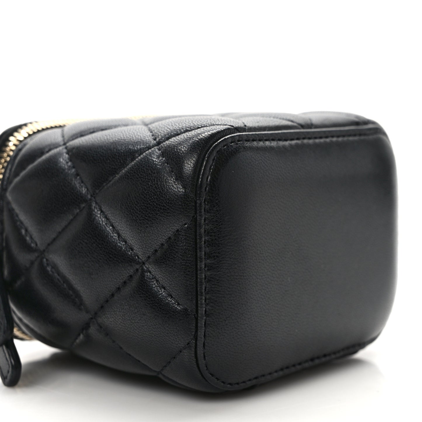 Lambskin Quilted Mini Vanity Case With Chain Black