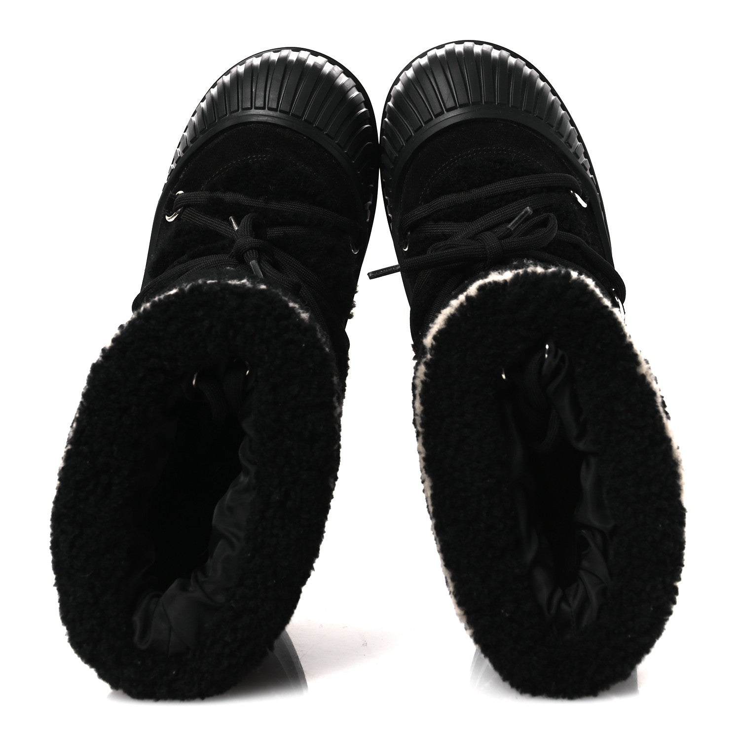 Louis Vuitton Suede Shearling Polar Flat Half Boots 40 Black 2 of 10