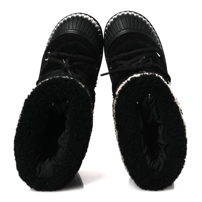 Louis Vuitton Suede Shearling Polar Flat Half Boots 40 Black 2 of 10