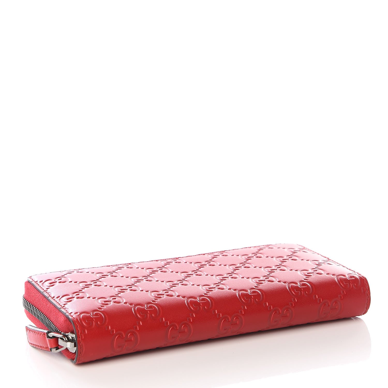 Gucci Guccissima Signature Zip Around Wallet Hibiscus Red 3 of 8