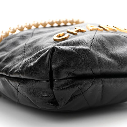 Chanel Shiny Crumpled Calfskin Quilted Pearl Mini Chanel 22 Black 9 of 10