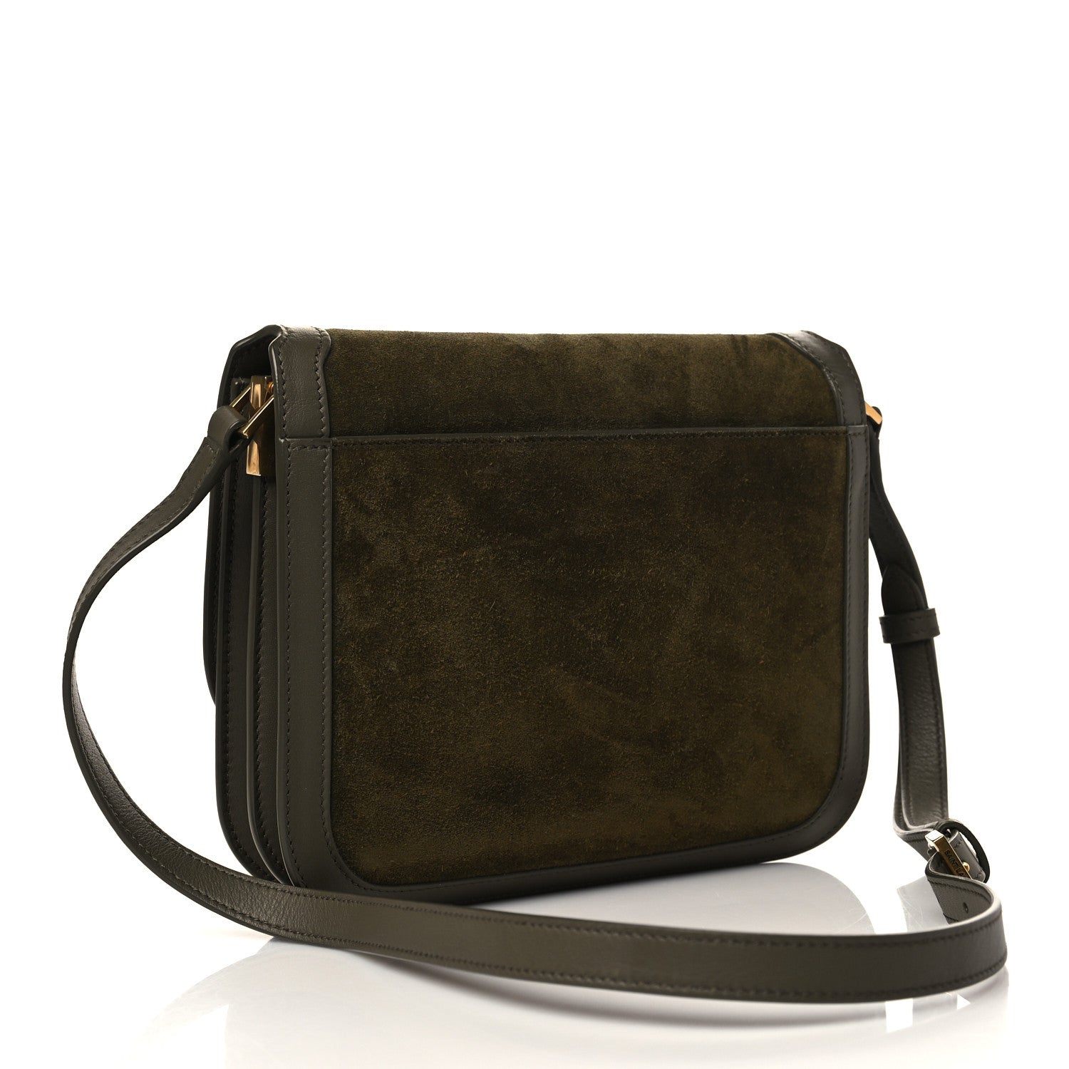 Saint Laurent Suede Smooth Calfskin Monogram Medium Solferino Soft Satchel Olive 3 of 7